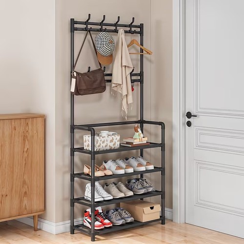 Tier coat rack with - with, shoe