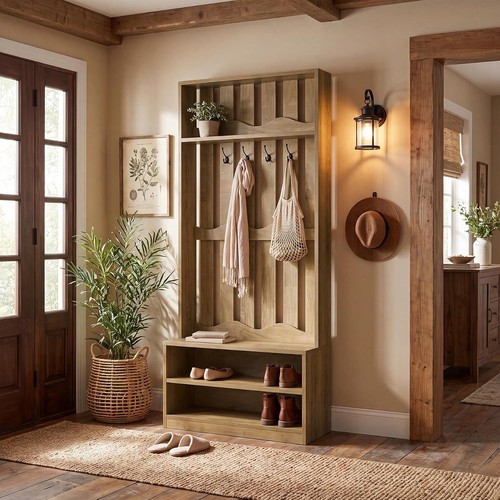Tall farmhouse hall tree - hall,