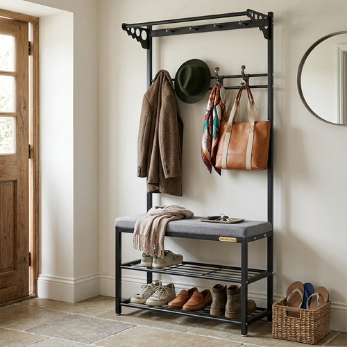 Hallway shoe bench with - hallway,